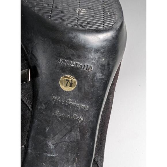 Aquatalia by Marvin K. Black Rosy Suede Ankle Bootie Italy 7.5 Metal Stud - Picture 7 of 7